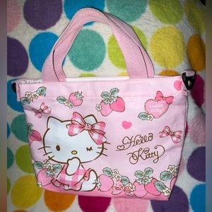 SALE! Hello Kitty Mini Bag w/Flowers, Bows, Strawberries & Hearts. Pretty & Cute